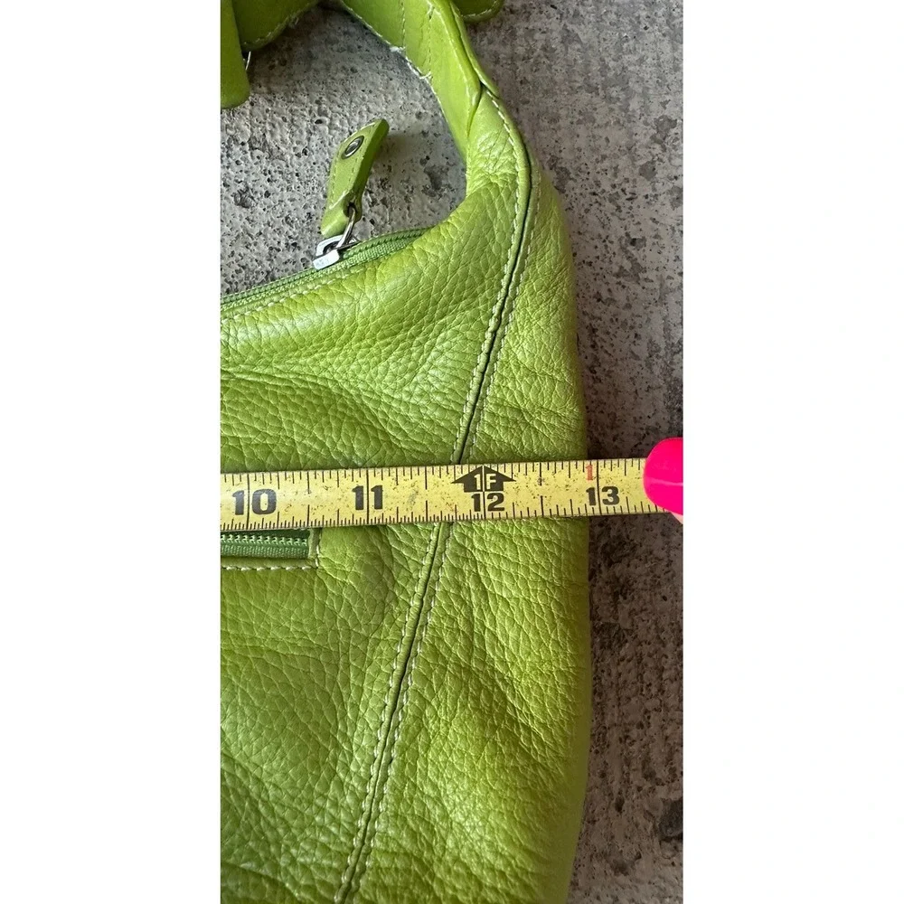 TIGNANELLO Pebbled Leather Green Hobo Zip Top Purse Bag Shoulder Y2K 90's